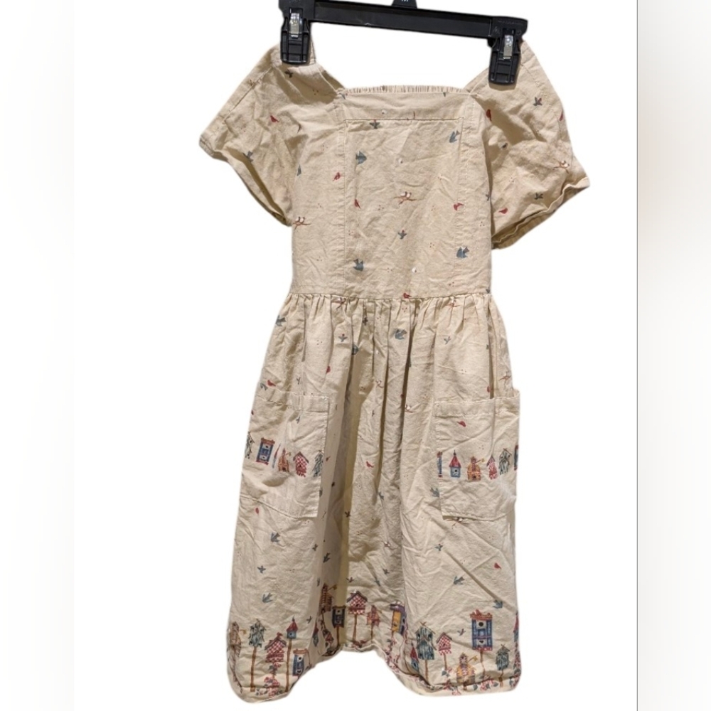 Vintage Daisy Kingdom Girls Dress, Featuring Birdhouse Pattern